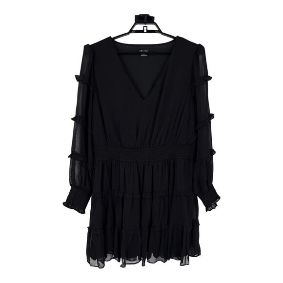 City Chic Daisy May V Neck Mini dress black size L 20 - Picture 2 of 8